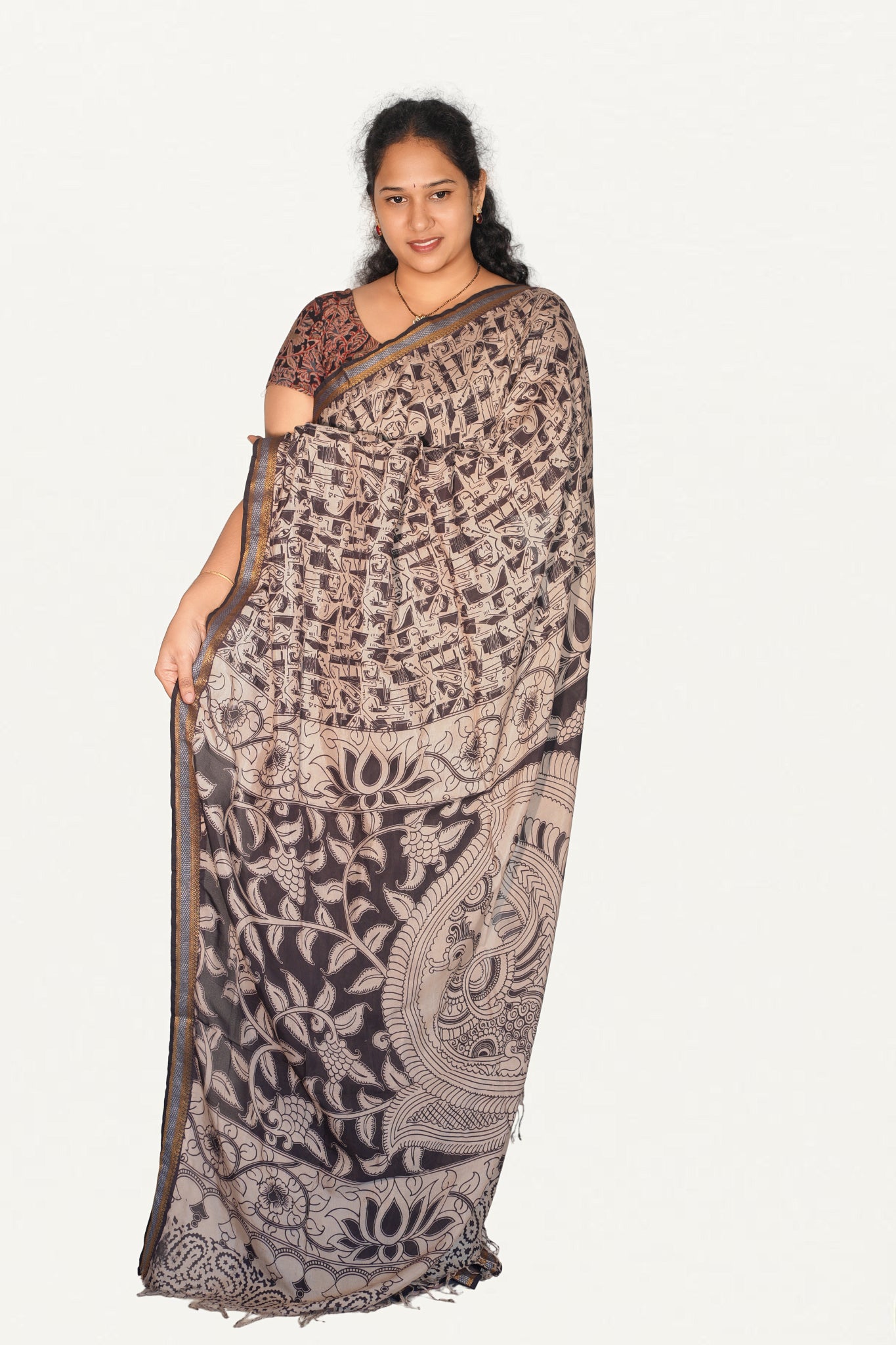 Kalamkari  Nizam Boarder Silk Saree