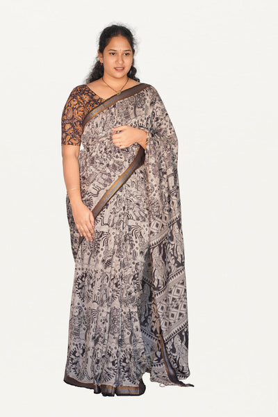 Kalamkari  Nizam Boarder Silk Saree