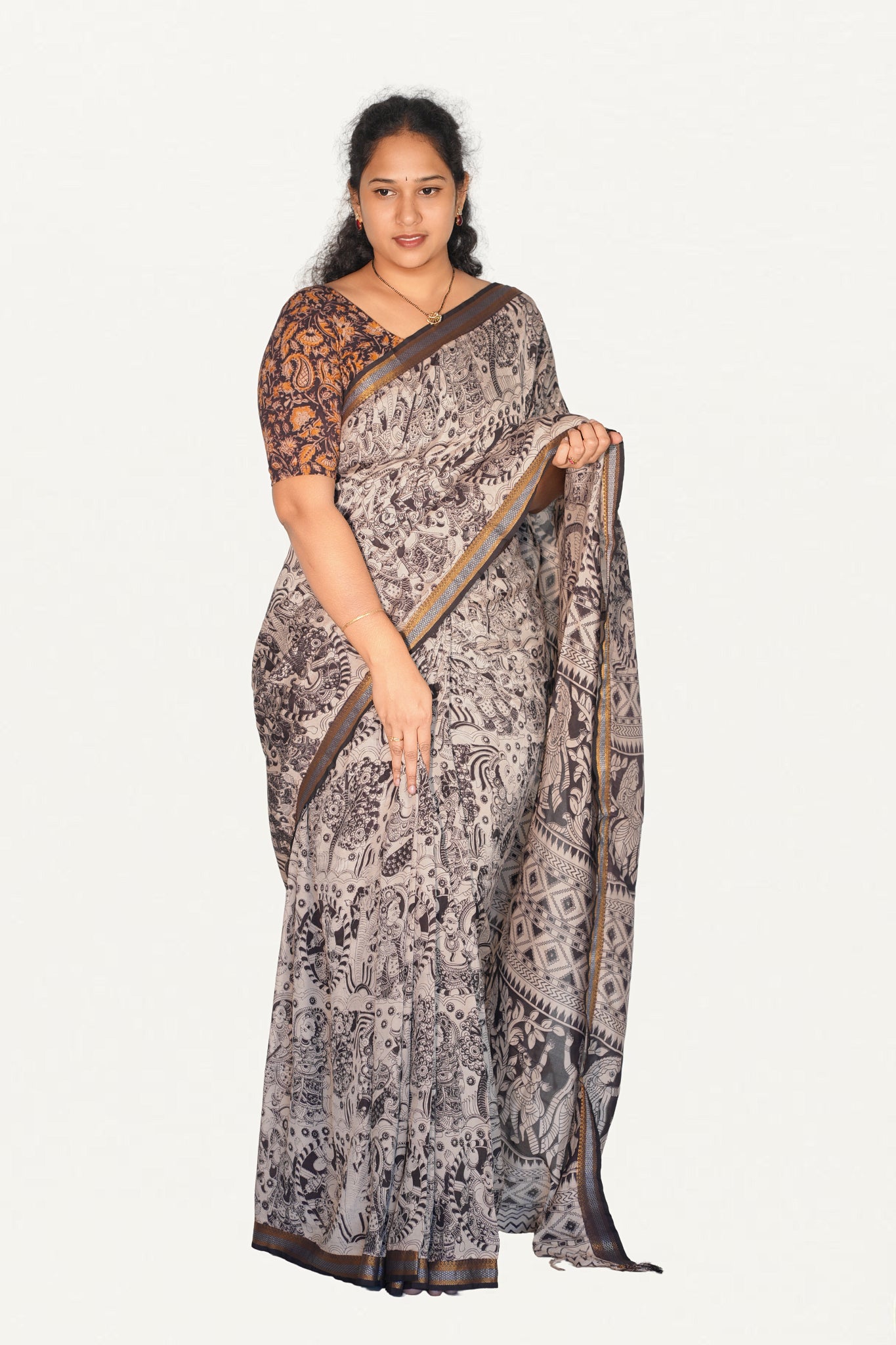 Kalamkari  Nizam Boarder Silk Saree