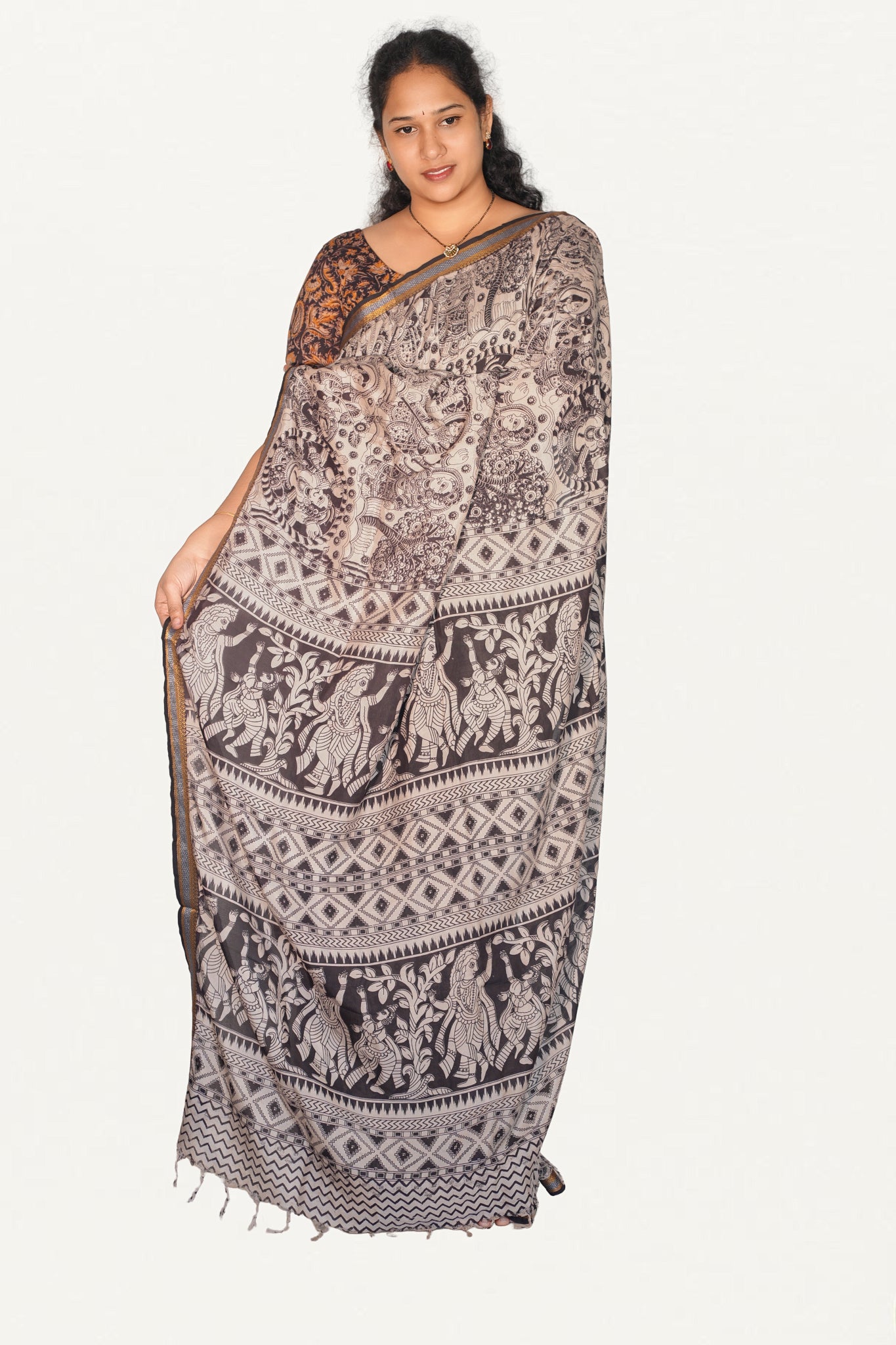 Kalamkari  Nizam Boarder Silk Saree