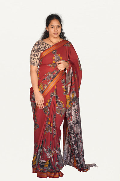 Kalamkari  Nizam Boarder Silk Saree