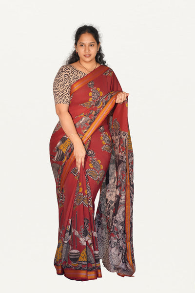 Kalamkari  Nizam Boarder Silk Saree