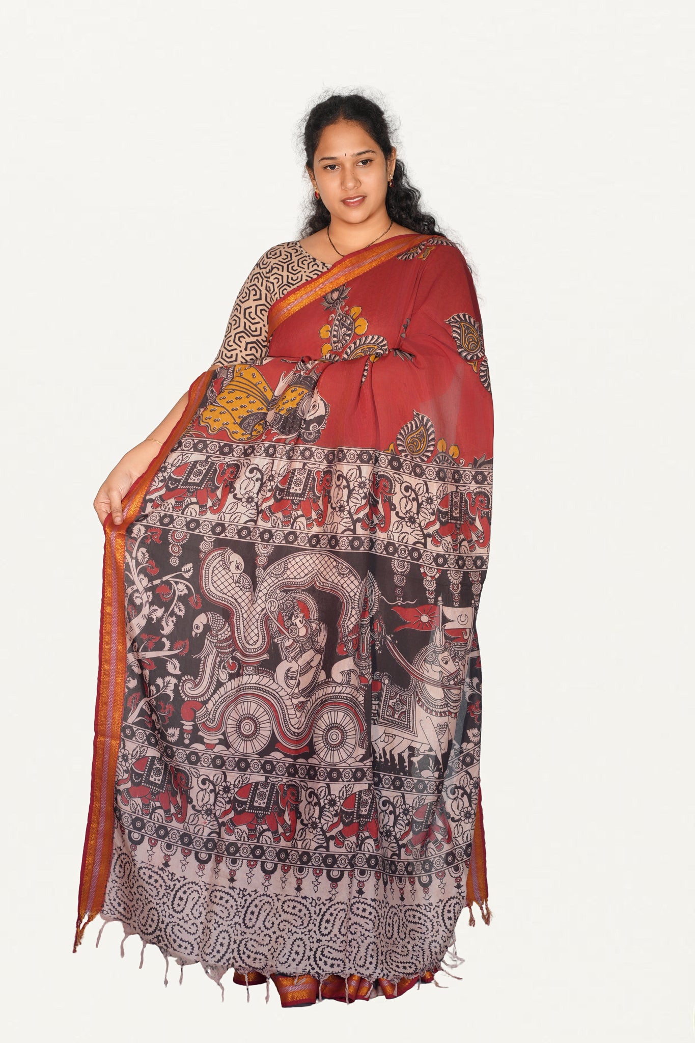 Kalamkari  Nizam Boarder Silk Saree