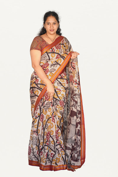 Kalamkari  Nizam Boarder Silk Saree