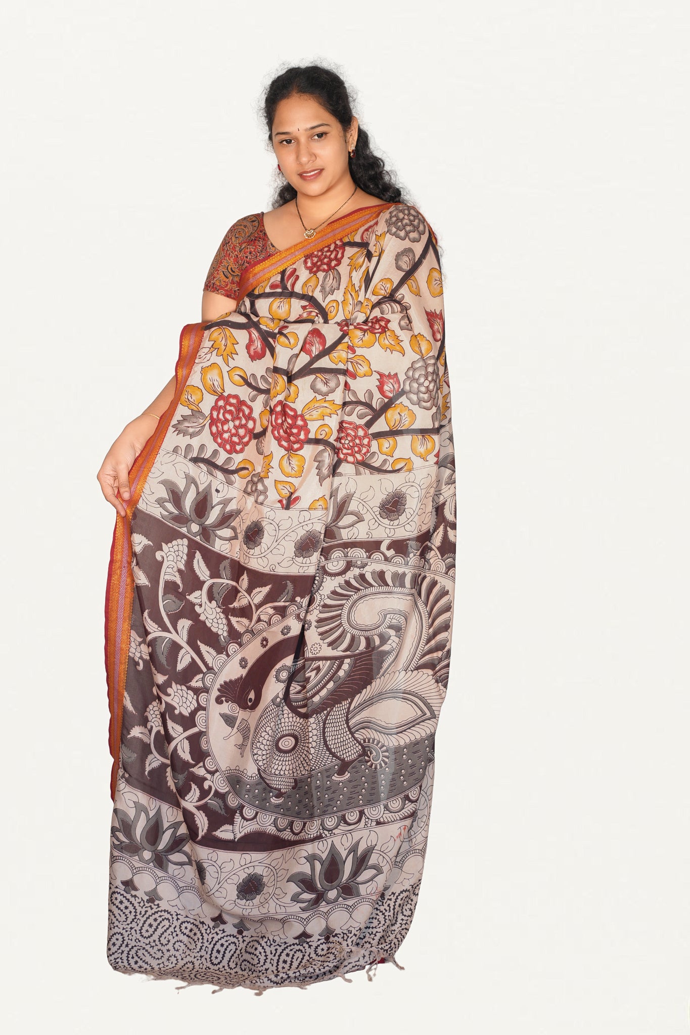 Kalamkari  Nizam Boarder Silk Saree