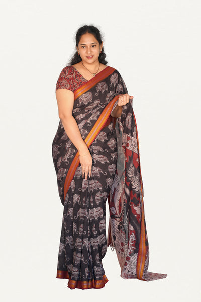 Kalamkari  Nizam Boarder Silk Saree