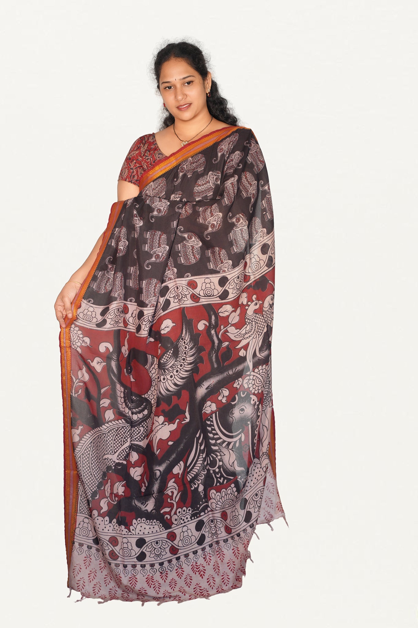 Kalamkari  Nizam Boarder Silk Saree