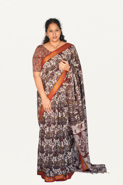 Kalamkari  Nizam Boarder Silk Saree