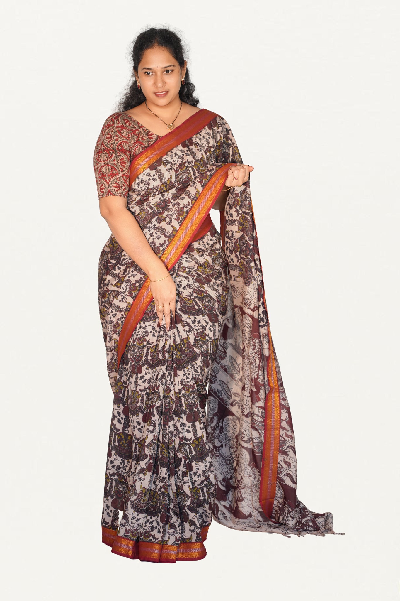 Kalamkari  Nizam Boarder Silk Saree