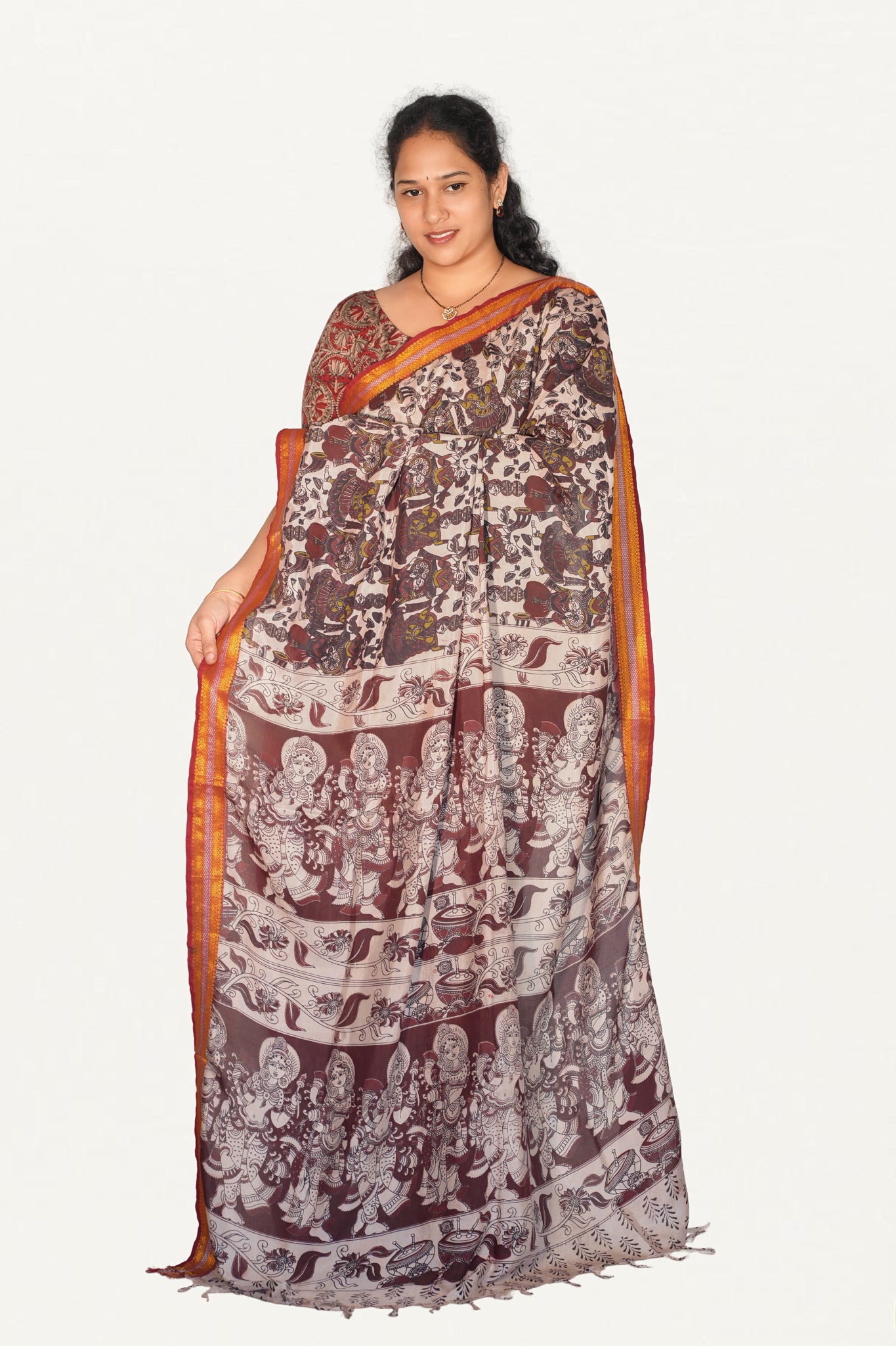 Kalamkari  Nizam Boarder Silk Saree