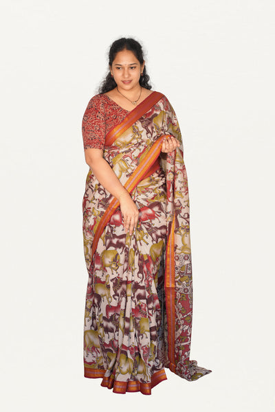 Kalamkari  Nizam Boarder Silk Saree