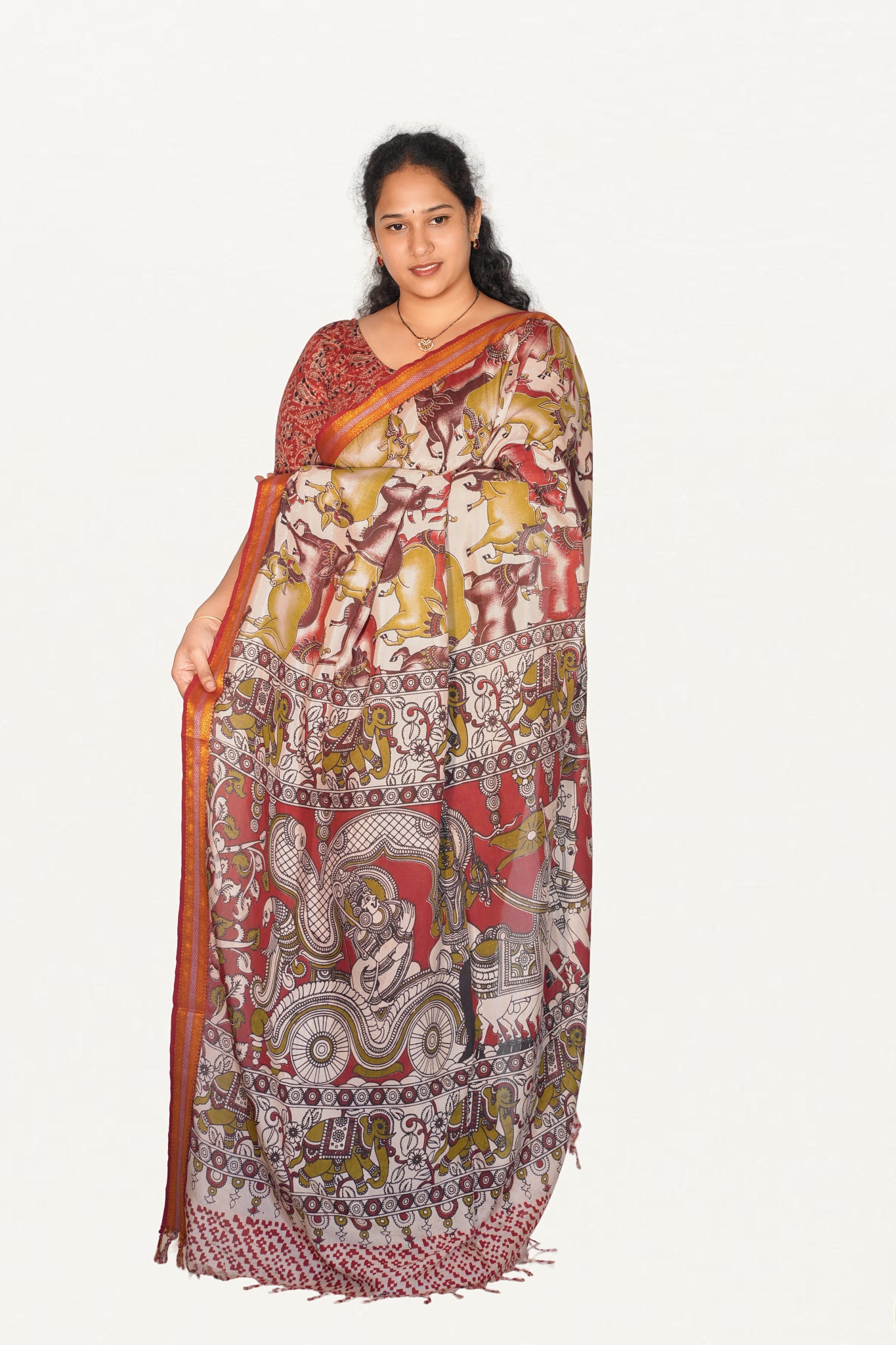 Kalamkari  Nizam Boarder Silk Saree
