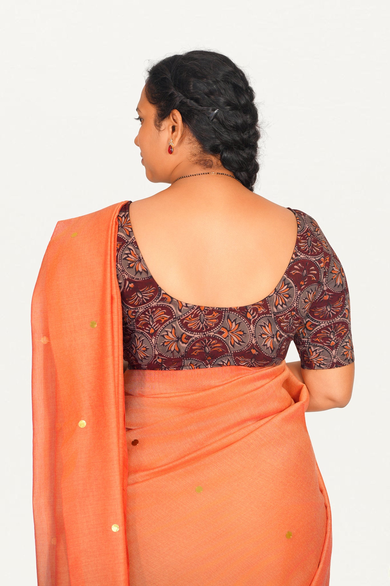 KALAMKARI ROUND NECK 10 INCH HANDS STRECHBLE BLOUSE