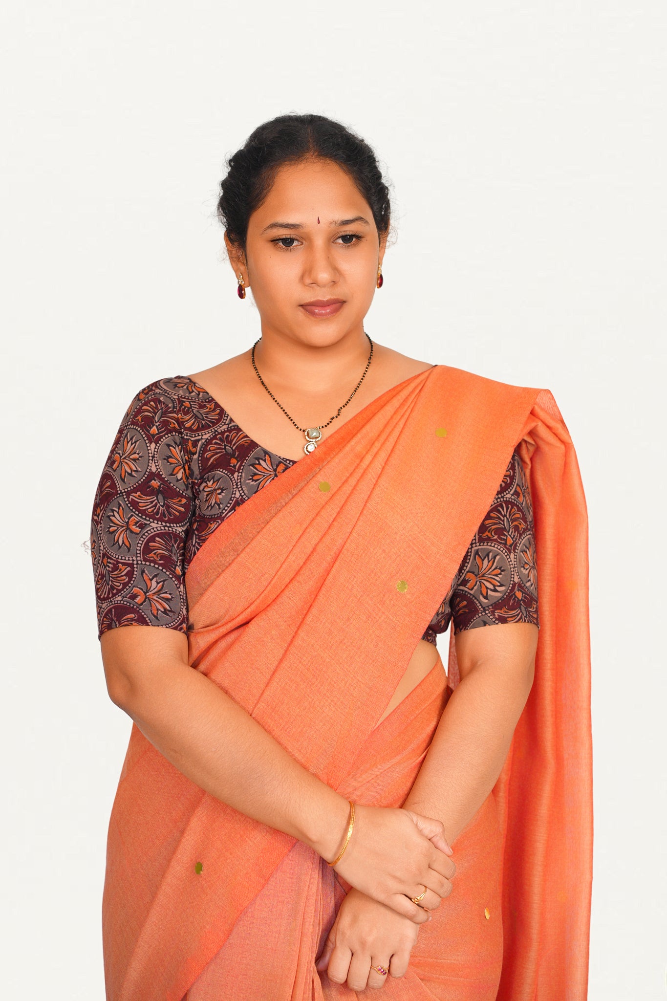 KALAMKARI ROUND NECK 10 INCH HANDS STRECHBLE BLOUSE