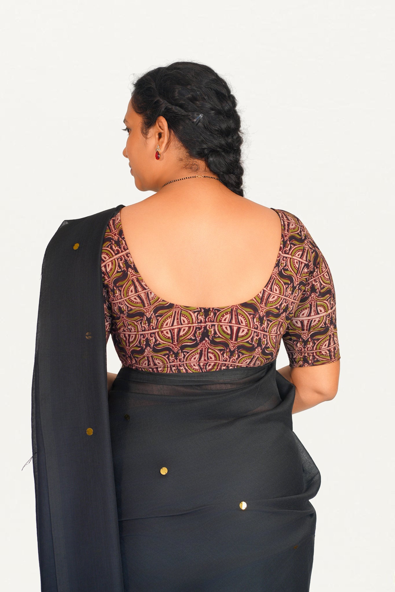 KALAMKARI ROUND NECK 10 INCH HANDS STRECHBLE BLOUSE