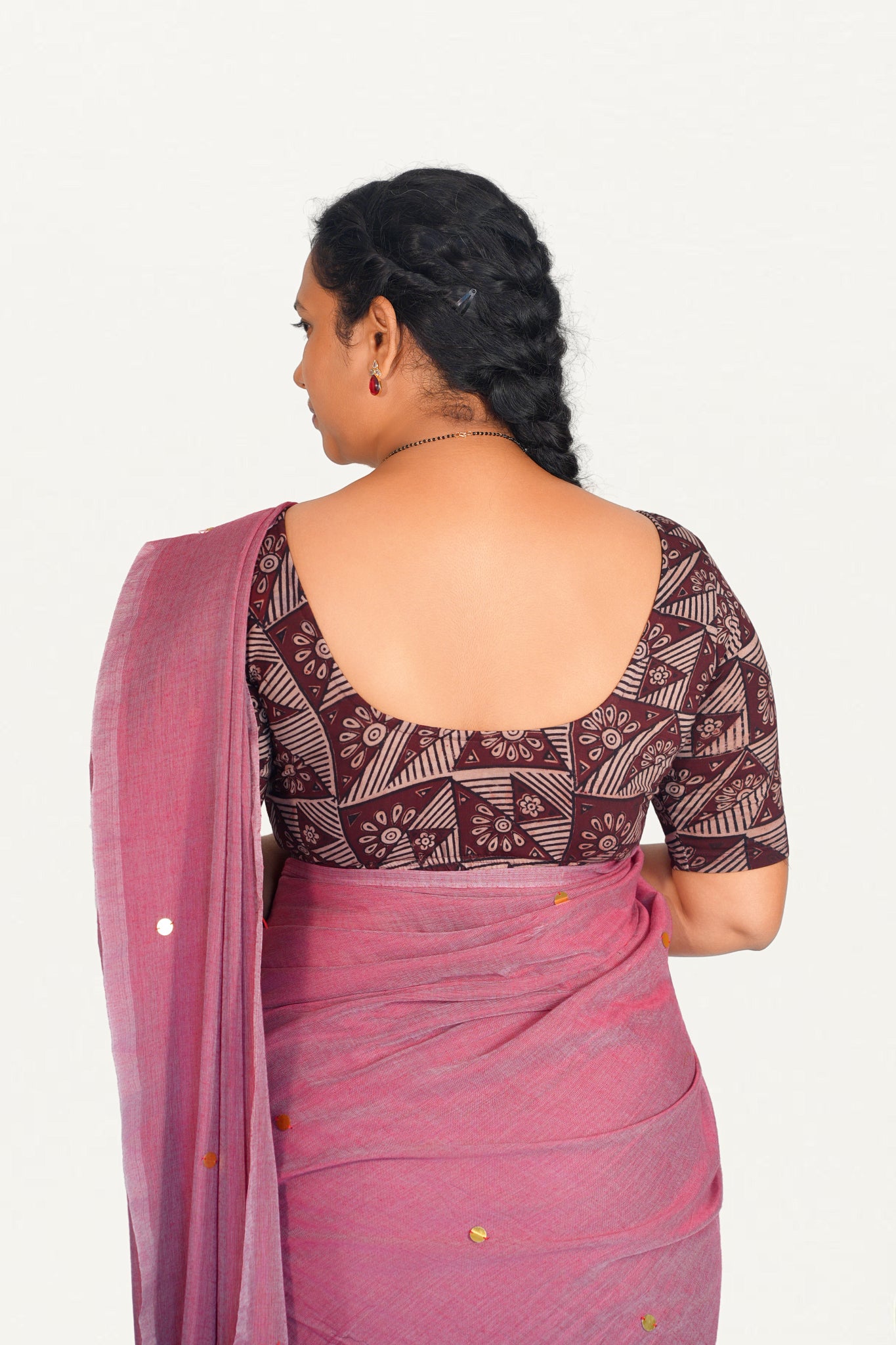 KALAMKARI ROUND NECK 10 INCH HANDS STRECHBLE BLOUSE