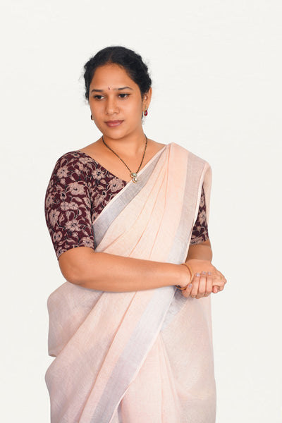 KALAMKARI ROUND NECK 10 INCH HANDS STRECHBLE BLOUSE