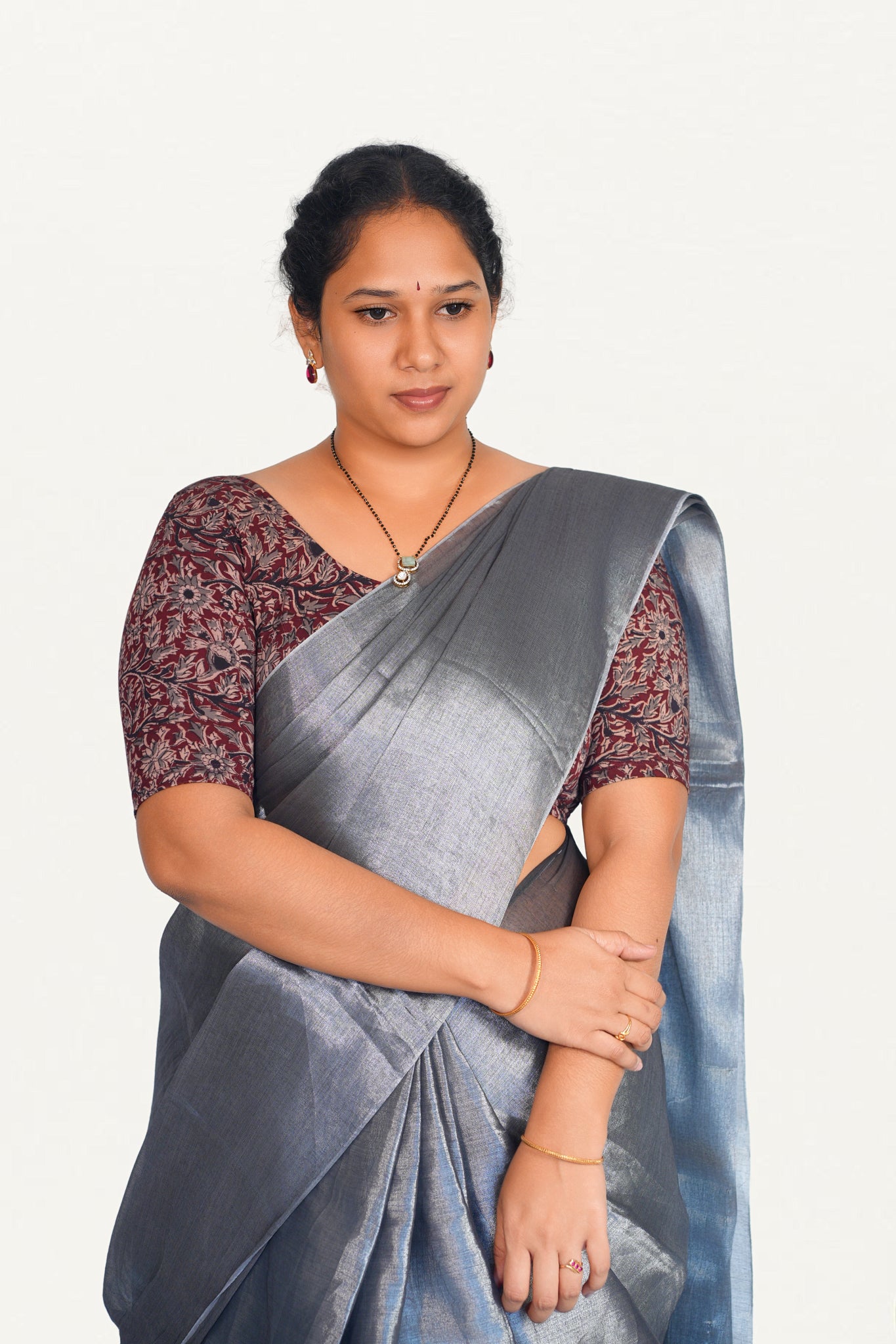 KALAMKARI ROUND NECK 10 INCH HANDS STRECHBLE BLOUSE