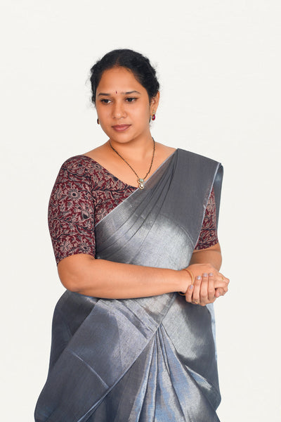 KALAMKARI ROUND NECK 10 INCH HANDS STRECHBLE BLOUSE