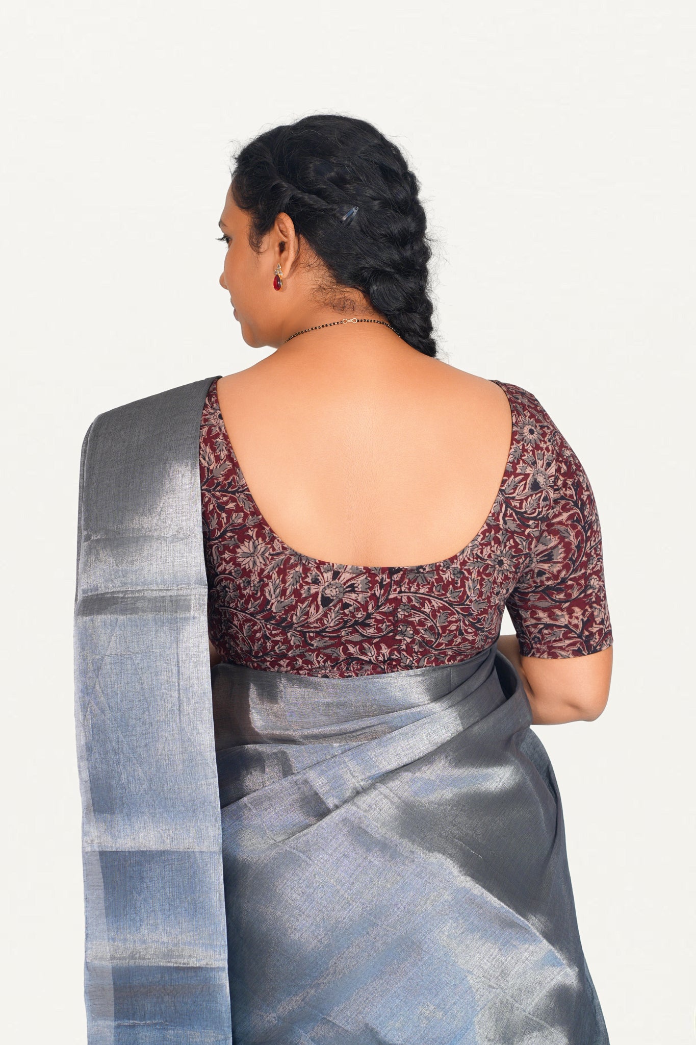 KALAMKARI ROUND NECK 10 INCH HANDS STRECHBLE BLOUSE