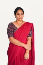 KALAMKARI ROUND NECK 10 INCH HANDS STRECHBLE BLOUSE