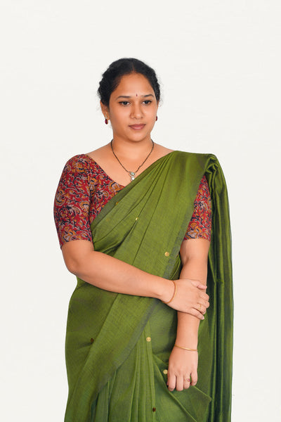 KALAMKARI ROUND NECK 10 INCH HANDS STRECHBLE BLOUSE