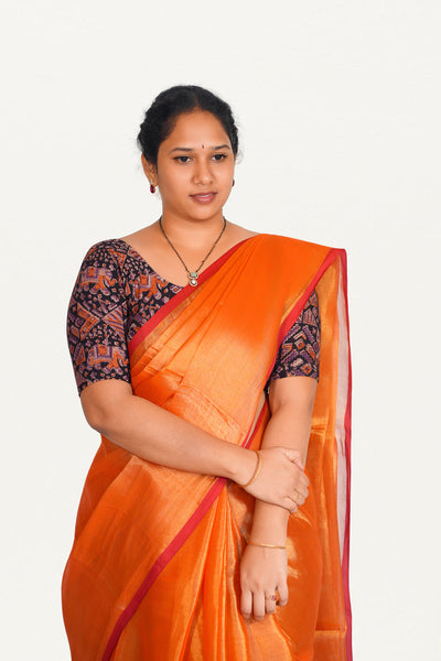 KALAMKARI ROUND NECK 10 INCH HANDS STRECHBLE BLOUSE