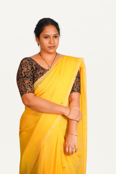 KALAMKARI ROUND NECK 10 INCH HANDS STRECHBLE BLOUSE