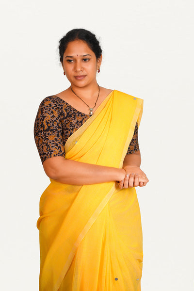 KALAMKARI ROUND NECK 10 INCH HANDS STRECHBLE BLOUSE