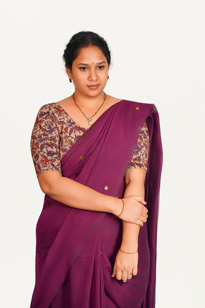 KALAMKARI ROUND NECK 10 INCH HANDS STRECHBLE BLOUSE