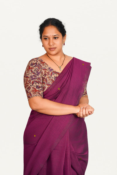 KALAMKARI ROUND NECK 10 INCH HANDS STRECHBLE BLOUSE