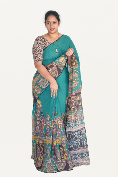 Kalamkari Mul Mul Special Cotton Saree