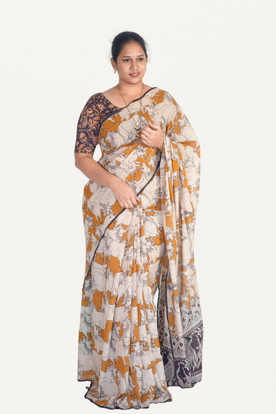 Kalamkari Mul Mul Special Cotton Saree