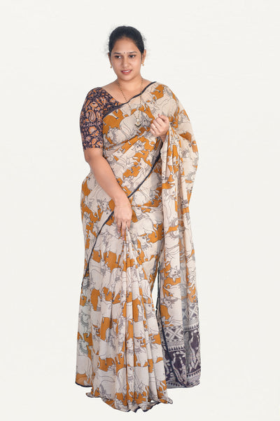 Kalamkari Mul Mul Special Cotton Saree