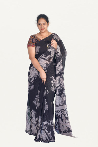 Kalamkari Mul Mul Special Cotton Saree