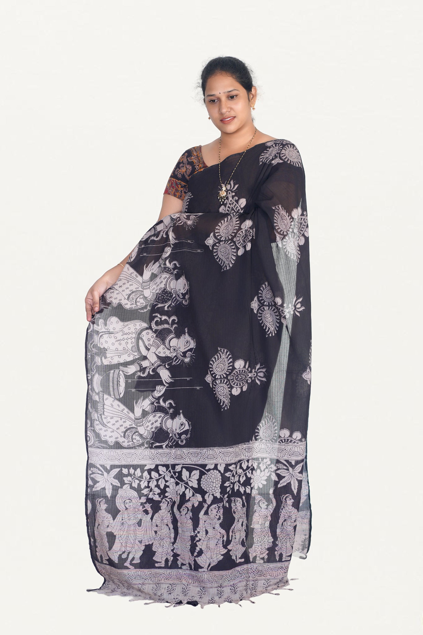 Kalamkari Mul Mul Special Cotton Saree