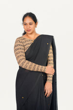 KALAMKARI BOAT  NECK FULL HANDS STRECHBLE BLOUSE