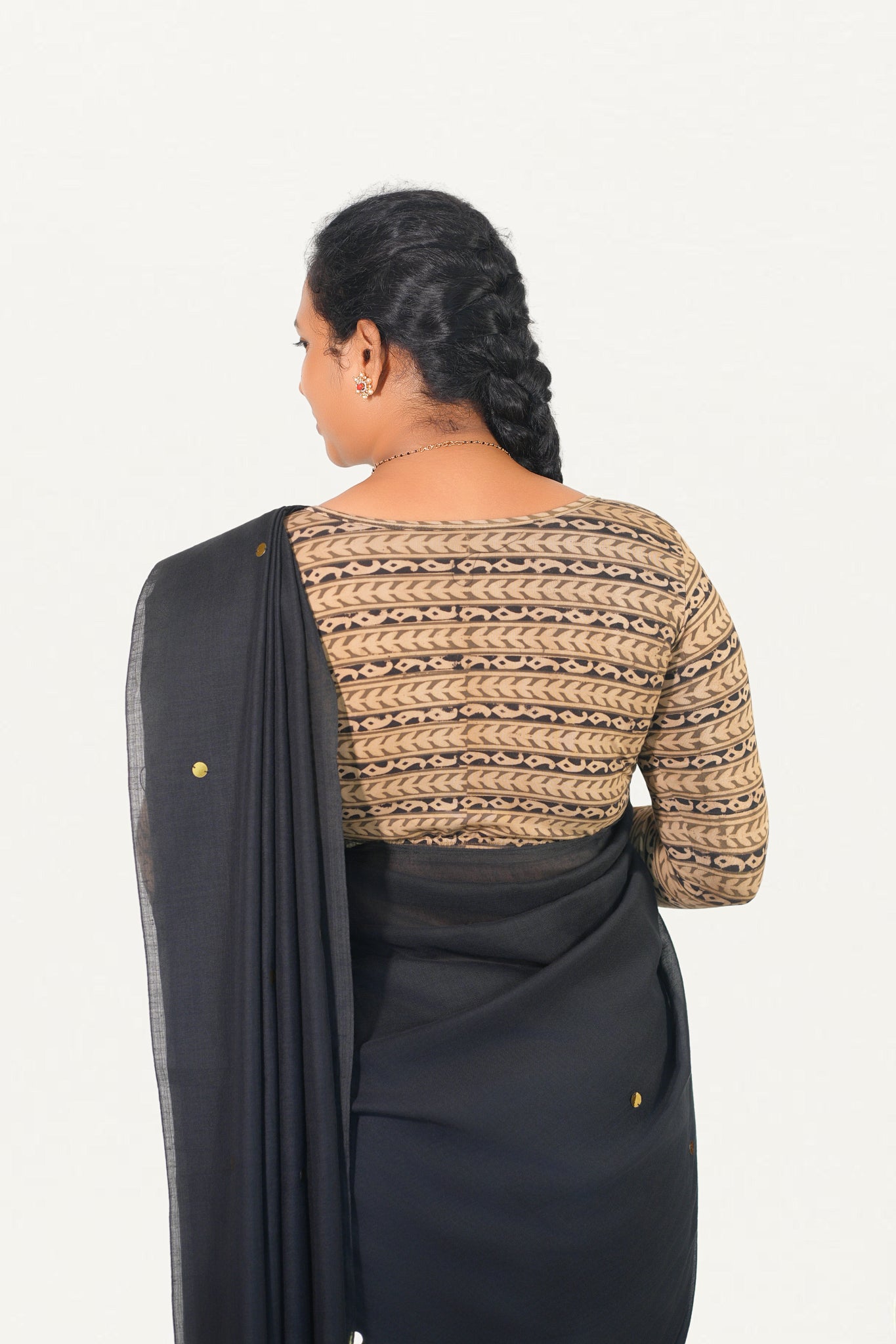 KALAMKARI BOAT  NECK FULL HANDS STRECHBLE BLOUSE