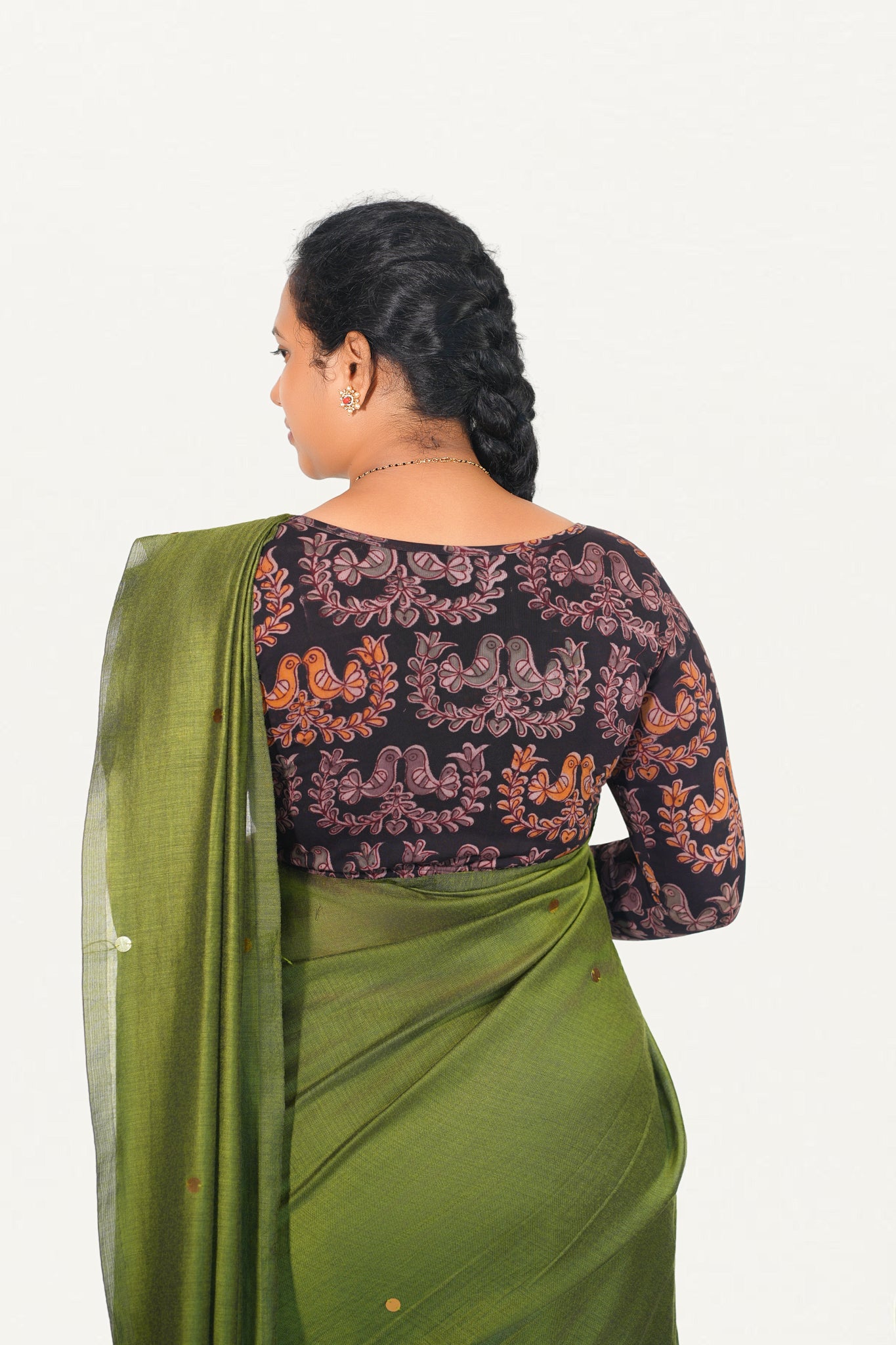 KALAMKARI BOAT  NECK FULL HANDS STRECHBLE BLOUSE