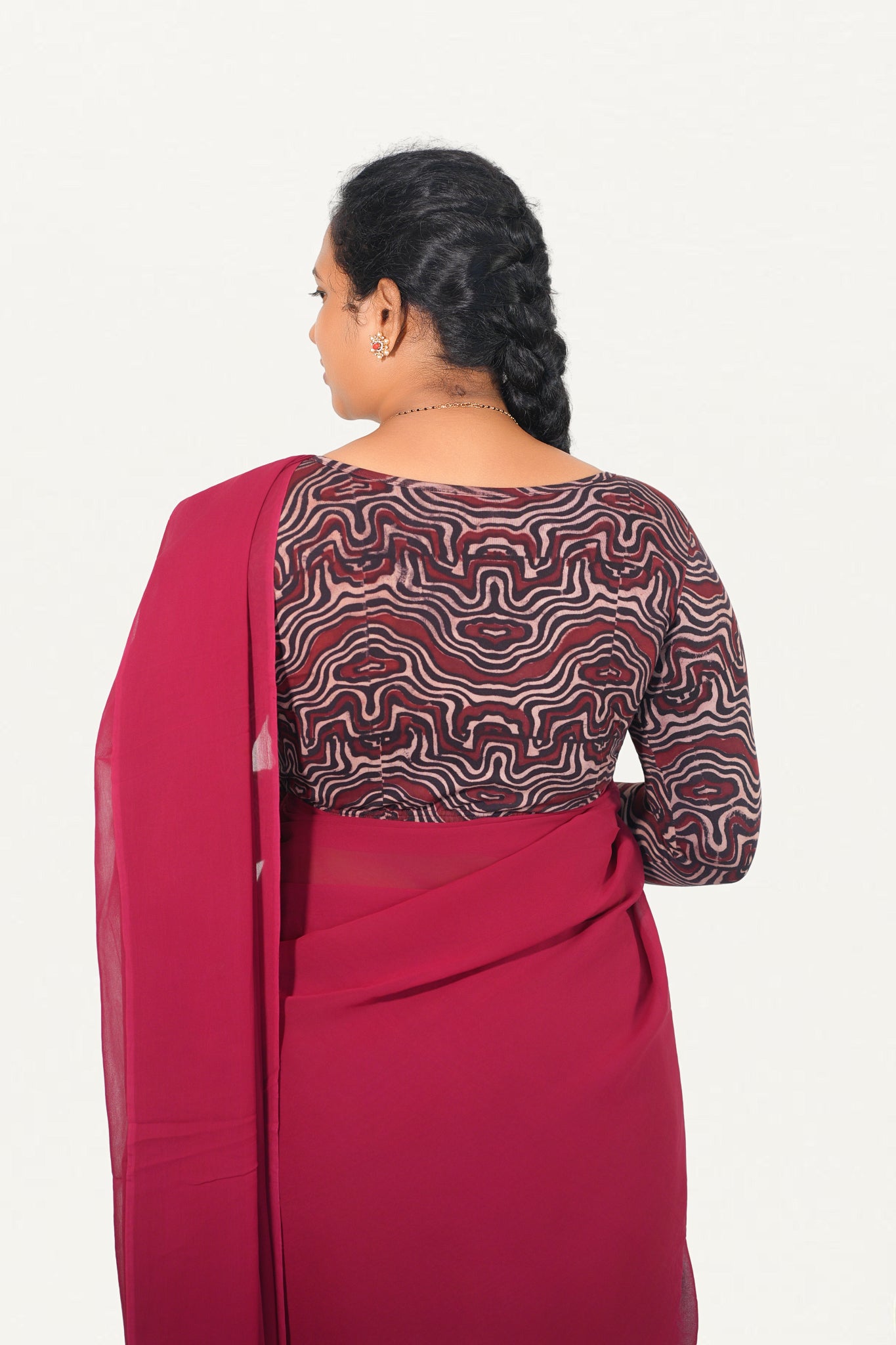 KALAMKARI BOAT  NECK FULL HANDS STRECHBLE BLOUSE