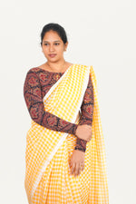 KALAMKARI BOAT  NECK FULL HANDS STRECHBLE BLOUSE