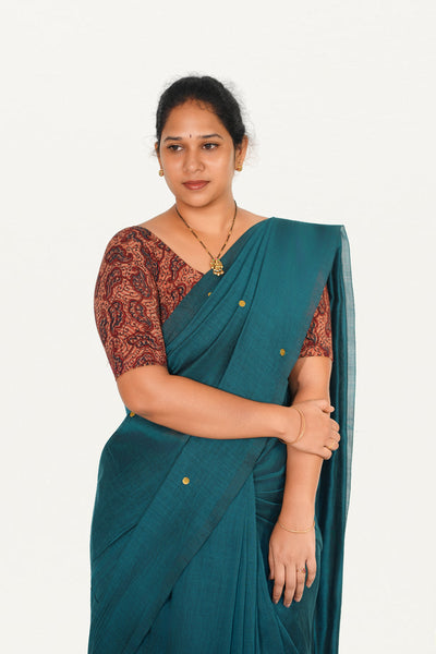 KALAMKARI ROUND NECK 10 INCH HANDS STRECHBLE BLOUSE