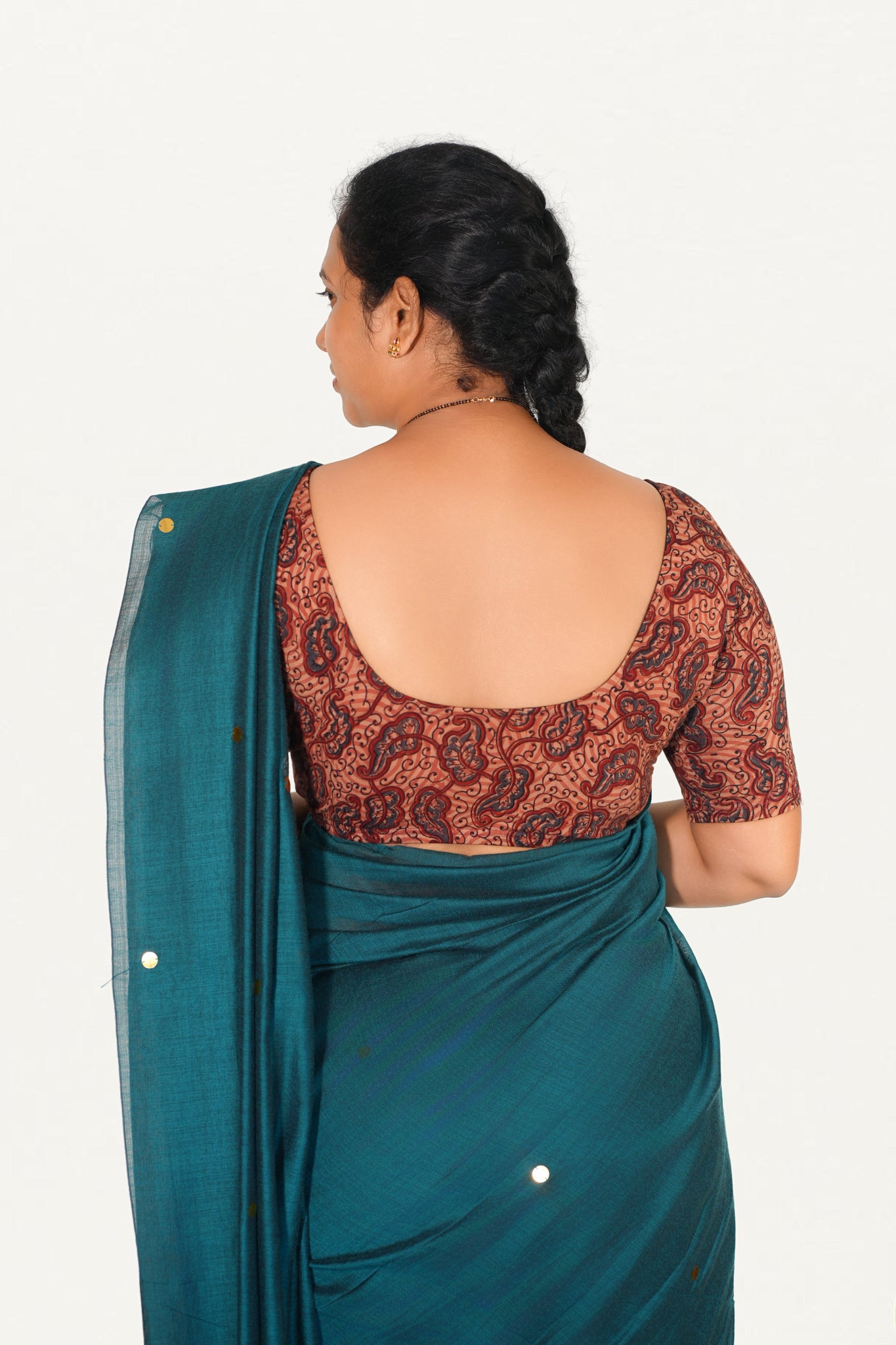 KALAMKARI ROUND NECK 10 INCH HANDS STRECHBLE BLOUSE
