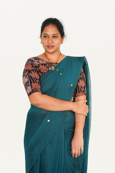 KALAMKARI BOAT NECK OPEN 10 HAND'S STREACHBLE  BLOUSE