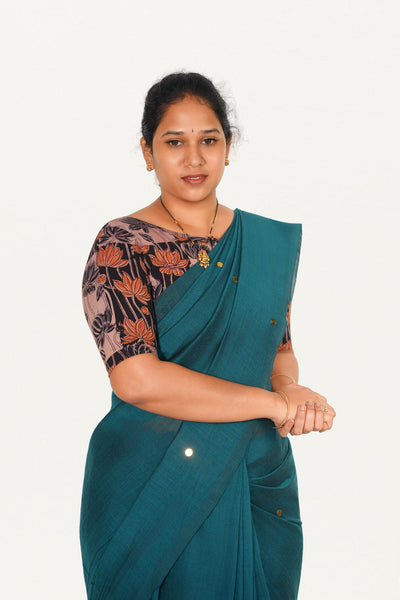 KALAMKARI BOAT NECK OPEN 10 HAND'S STREACHBLE  BLOUSE