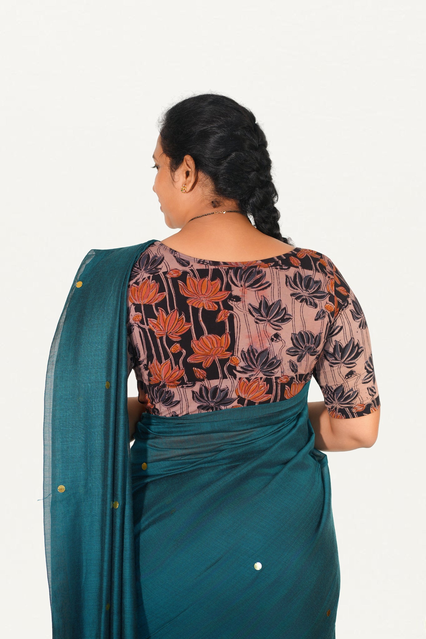 KALAMKARI BOAT NECK OPEN 10 HAND'S STREACHBLE  BLOUSE