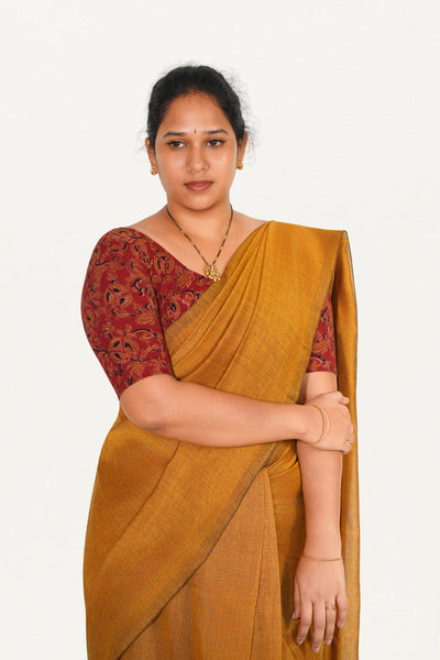 KALAMKARI ROUND NECK 10 INCH HANDS STRECHBLE BLOUSE