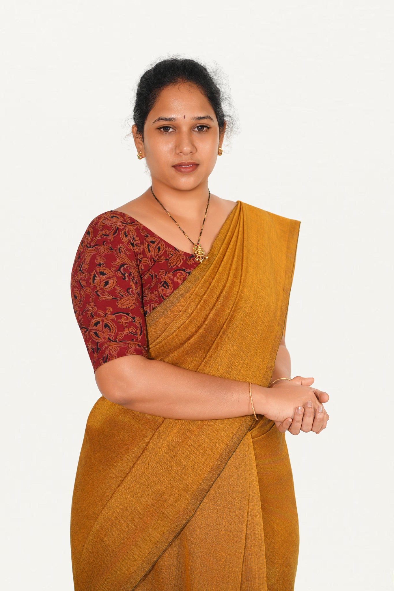 KALAMKARI ROUND NECK 10 INCH HANDS STRECHBLE BLOUSE