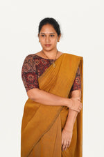 KALAMKARI BOAT NECK OPEN 10 HAND'S STREACHBLE  BLOUSE