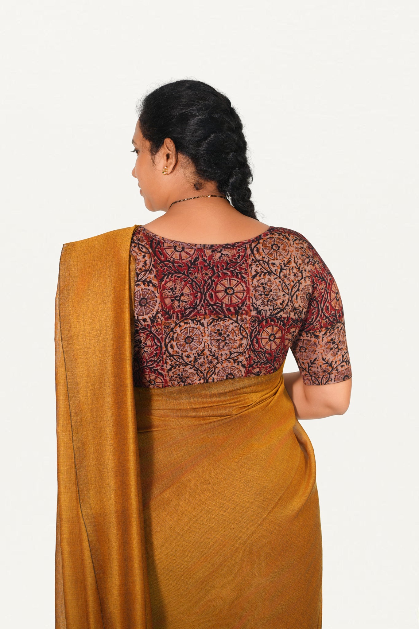 KALAMKARI BOAT NECK OPEN 10 HAND'S STREACHBLE  BLOUSE
